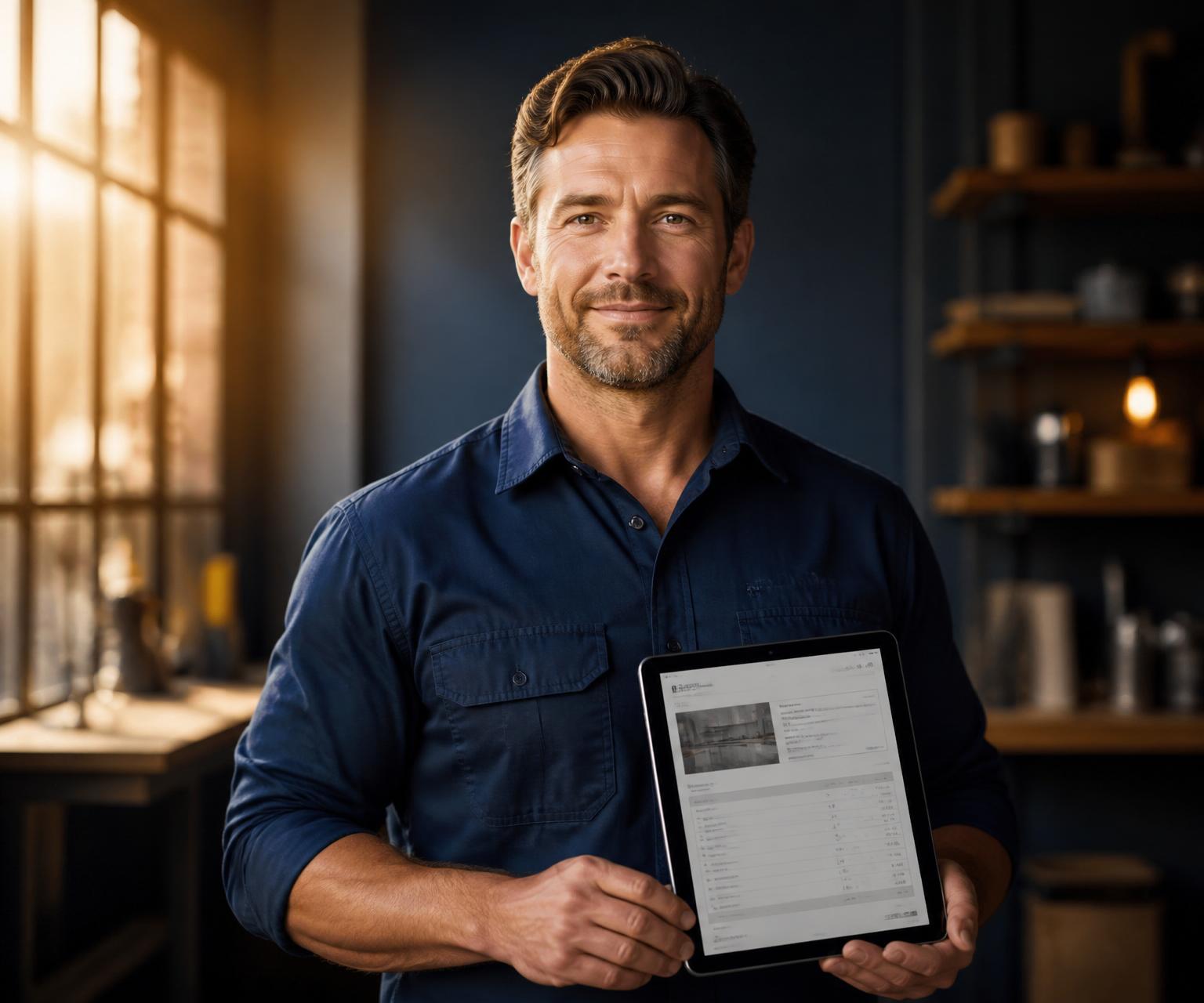 Contractor sending a branded proposal from a tablet